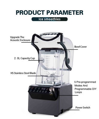 Αδιάσπαστο PC Jar Πολυλειτουργικό Blender Smoothies 2L Εμπορική Μηχανή Milkshake