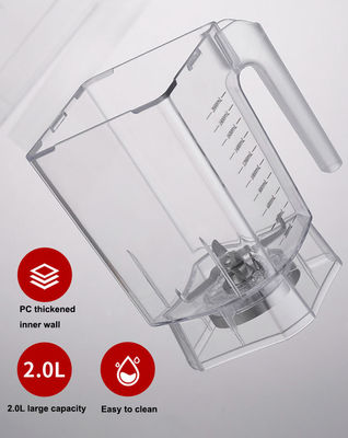 Μικρό θόρυβο βαρύς φόρτος smoothie blender με ηχοστεγμένο κάλυμμα και αδιάσπαστο PC jar